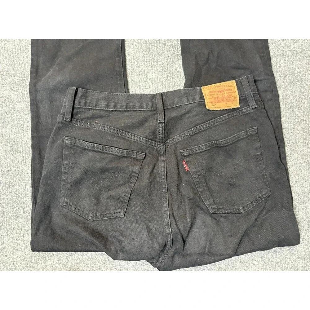 Levi's 501 Jeans Mens 29x26 Black Straight Regular Fit Dark Wash Denim